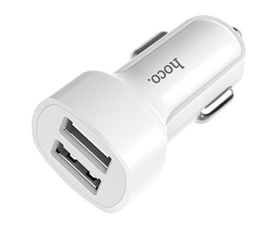  Автомобильное зарядное устройство HOCO Z2A, 2xUSB с Кабелем USB - Lightning, 2.4A, белый 