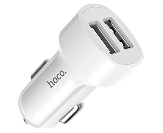  Автомобильное зарядное устройство HOCO Z2A, 2xUSB с Кабелем USB - Lightning, 2.4A, белый 