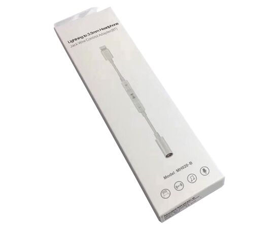  Переходник  MH020-B, Lightning - Jack 3.5, 14 см, белый, контроллер с микрофоном 