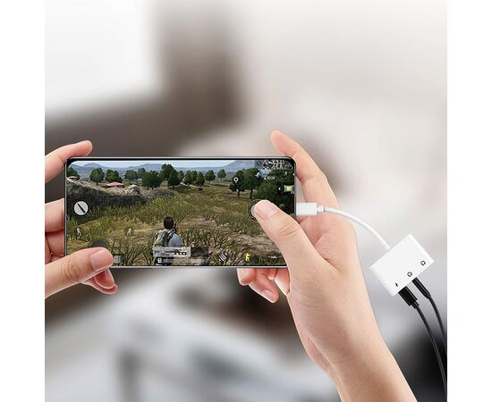  Переходник  MH035, Lightning - Jack 3.5/Dual Lightning, 10 см, белый 