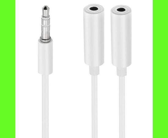  Переходник  MH028 3.5, Jack 3.5 - Jack 3.5 dual, белый, Male to Dual Female 