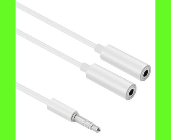  Переходник  MH028 3.5, Jack 3.5 - Jack 3.5 dual, белый, Male to Dual Female 