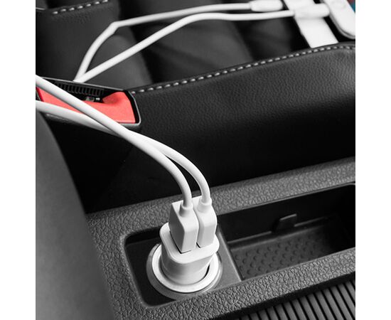  Автомобильное зарядное устройство HOCO Z12 Elite, 2xUSB с Кабелем USB - Lightning, 2.4A, белый 
