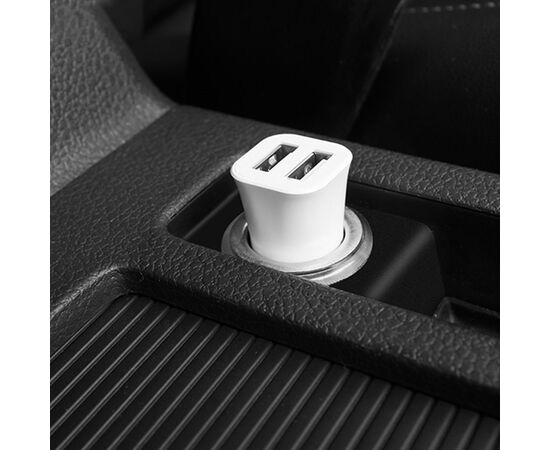  Автомобильное зарядное устройство HOCO Z12 Elite, 2xUSB с Кабелем USB - Lightning, 2.4A, белый 