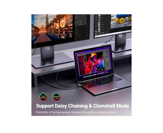  Кабель UGREEN CM556 (25158) USB-C To DP Cable(8K) 2M Silver 