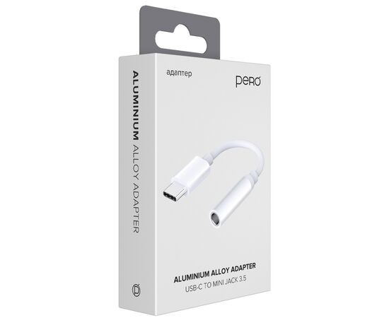  Адаптер PERO AD09 USB-C TO MINI JACK 3.5MM, белый 