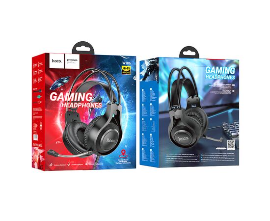  Наушники полноразмерные игровые с МК Hoco W106 Magic (Black) 