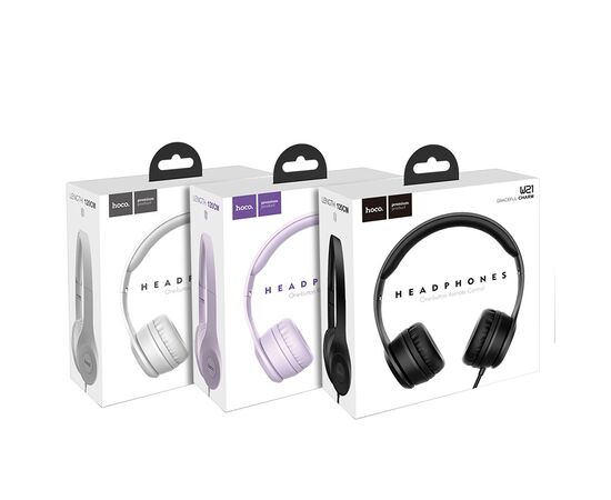  Наушники полноразмерные HOCO W21 Graceful charm wire control (чёрный) 