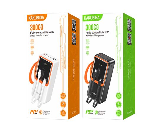  Портативный аккумулятор KAKUSIGA KSC-1089 30000 mah 22.5W+PD20W white 