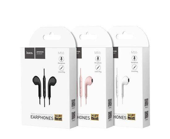  Наушники HOCO M55 Memory sound wire control with mic (белый) 