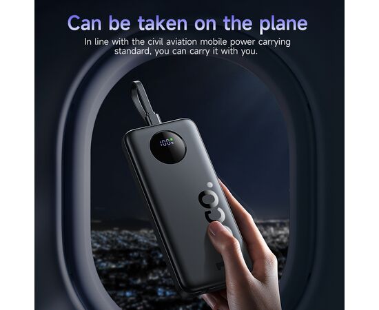  Аккумулятор внешний резервный HOCO J132 Sabio 22.5W+PD20W fully compatible power bank with 3 cables(10000mAh) (черный) 