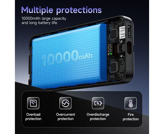  Аккумулятор внешний резервный HOCO J132 Sabio 22.5W+PD20W fully compatible power bank with 3 cables(10000mAh) (черный) 