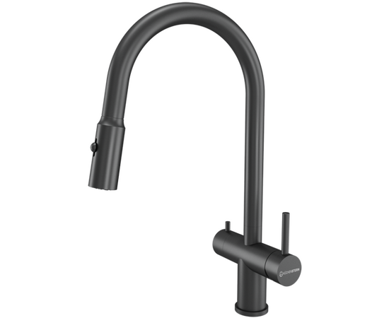  Смеситель для кухни KUCHENSTERN Brunn-FS 751GM80 нерж, вороненая сталь 