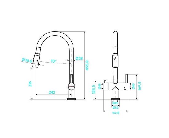  Смеситель для кухни KUCHENSTERN Brunn-FS 751GM80 нерж, вороненая сталь 