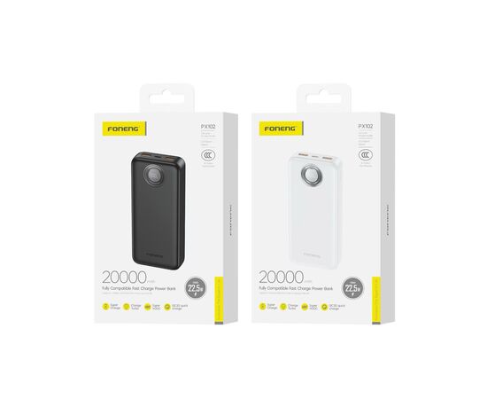  Внешний аккумулятор Foneng PX102 20000mAh 22.5W, 3 Outputs (White) 