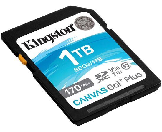  Карта памяти Kingston SDG3/1TB SDXC 1Tb, UHS-I Class U3 V30, чтение 170Мб/с, запись 90Мб/с 