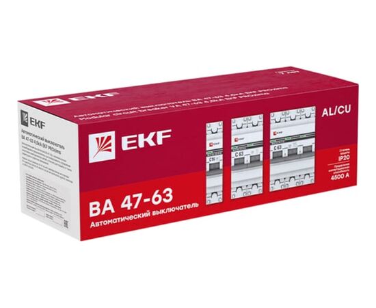  Автоматический выключатель EKF PROxima ВА 47-63 (mcb4763-4-25C-pro) 25А (C) 4,5kA 4P 