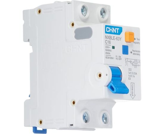  Дифавтомат CHINT NXBLE-63Y (105541) 1P+N 10А 30mA электронный тип AС, х-ка С, 4.5kA 