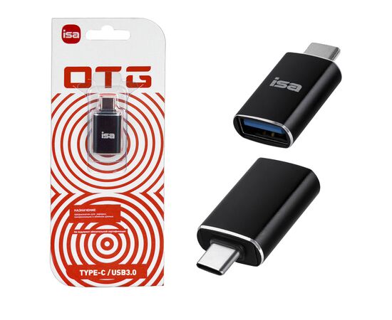  Адаптер - переходник OTG на Type-C USB 3.0 ISA G-01 (Black) 
