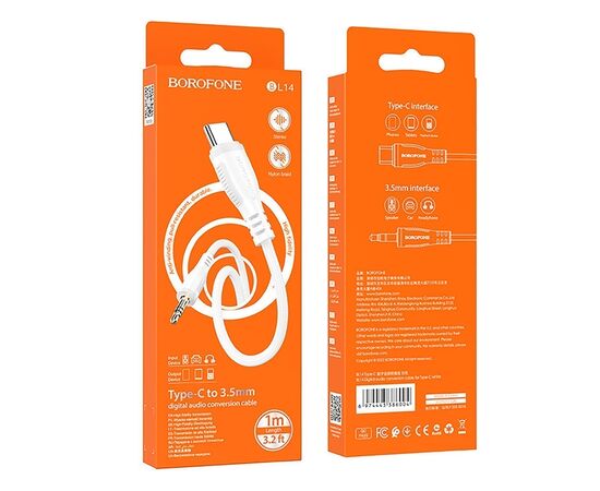  Кабель Type-C - 3.5mm Borofone BL14 100см   (white) (242839) 