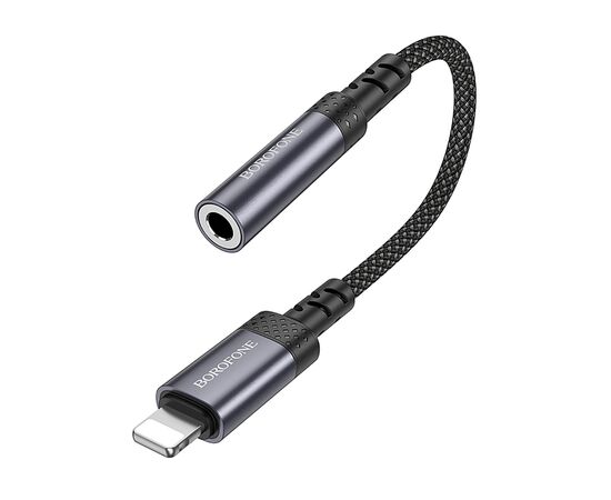 Переходник Jack 3.5 (м) - Lightning (п) Borofone BV24 Graceful (metal grey) (240963) 