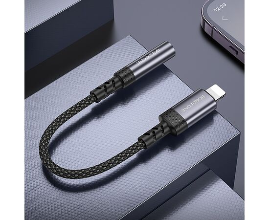  Переходник Jack 3.5 (м) - Lightning (п) Borofone BV24 Graceful (metal grey) (240963) 