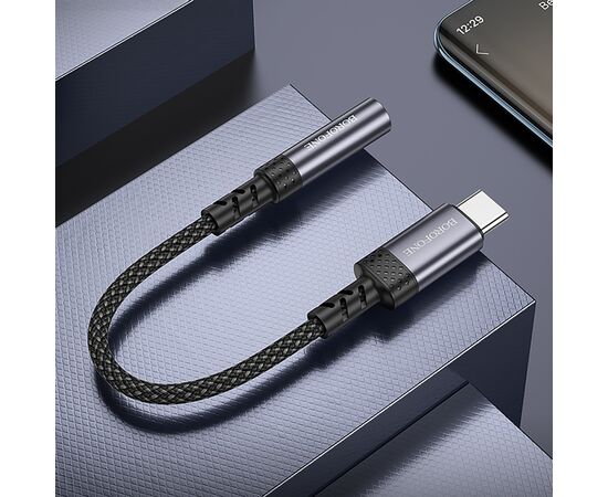  Переходник Jack 3.5 (м) - Type-C (п) Borofone BV24 Graceful (metal grey) (240962) 