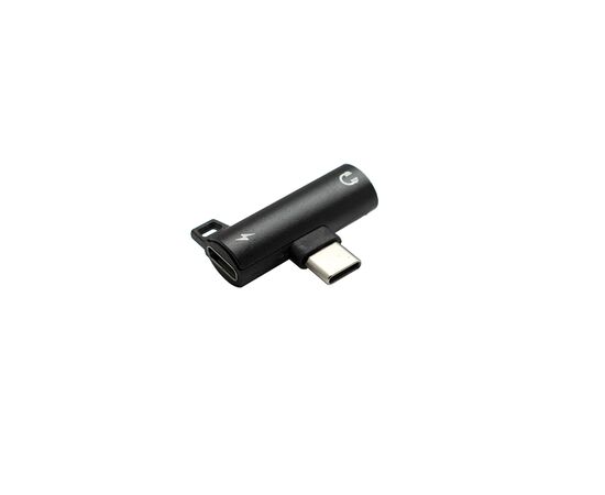  Адаптер Type-C(M) на Jack 3.5мм(F) Type-C(F) чёрный, блистер 