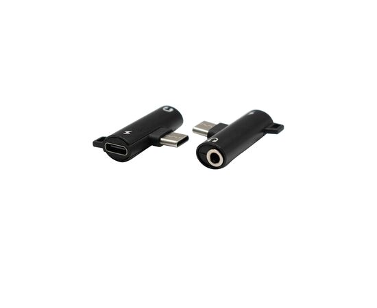  Адаптер Type-C(M) на Jack 3.5мм(F) Type-C(F) чёрный, блистер 