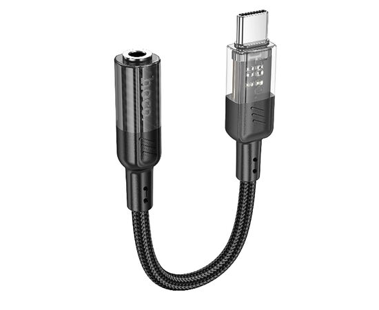  Переходник Jack 3.5 (м) - Type-C (п) Hoco LS37 Spirit 10см (black) (225361) 