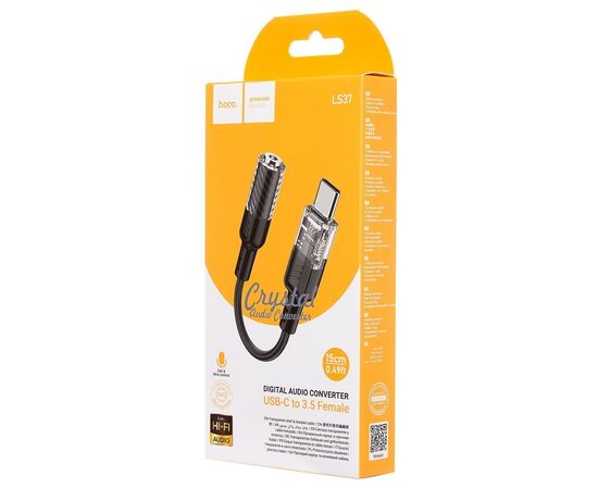  Переходник Jack 3.5 (м) - Type-C (п) Hoco LS37 Spirit 10см (black) (225361) 