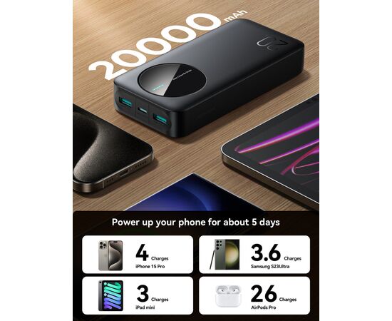  Внешний аккумулятор JoyRoom JR-PBF14 2.4A LED Power Bank 20000mAh Black 