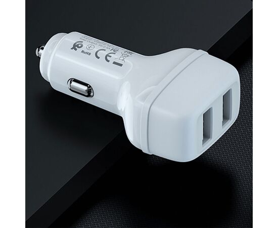  Автомобильное зарядное устройство HOCO Z36 Leader, 2xUSB с Кабелем USB - Lightning, 2.4A, белый 