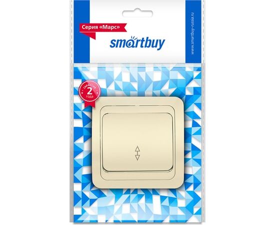  Выключатель SMARTBUY Марс SBE-02i-10-SW12-0-c скрытая установка, проходной 1-клавишный 10А бежевый, керамика 1/200 