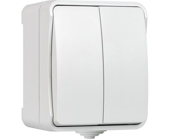  Выключатель SMARTBUY Сатурн SBE-04g-10-SW2-0 наружная установка 2-клавишный 10А, IP54, белый, 18/216 