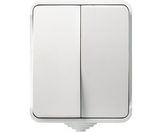  Выключатель SMARTBUY Сатурн SBE-04g-10-SW2-0 наружная установка 2-клавишный 10А, IP54, белый, 18/216 