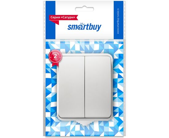  Выключатель SMARTBUY Сатурн SBE-04g-10-SW2-0 наружная установка 2-клавишный 10А, IP54, белый, 18/216 