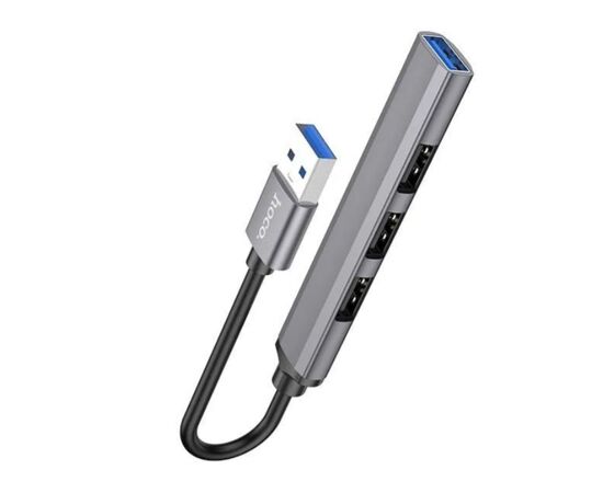  Переходник HOCO HB26 4 in 1 adapter(USB to USB3.0+USB2.0*3) (серый) 