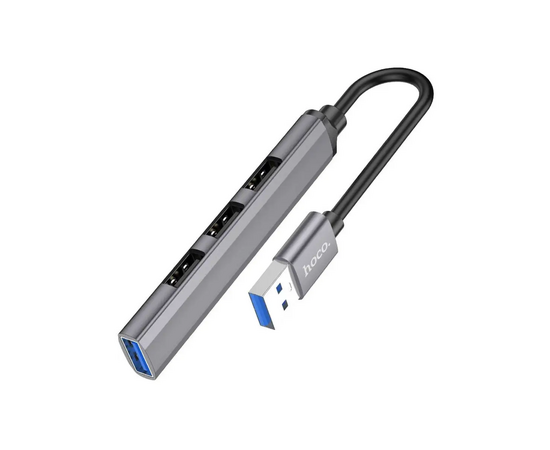  Хаб HOCO HB26 4in1 adapter (Type-c to USB3.0+USB2.0*3) metal gray 