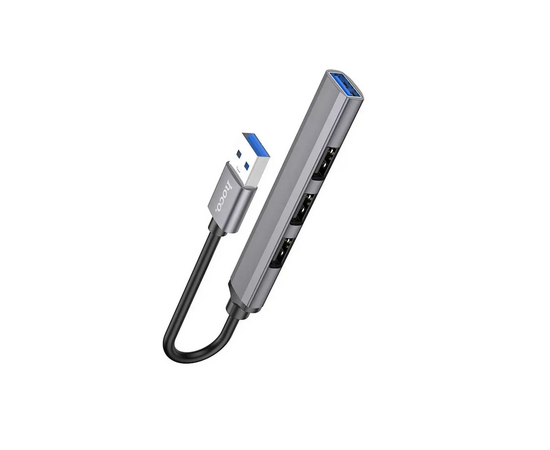  Хаб HOCO HB26 4in1 adapter (Type-c to USB3.0+USB2.0*3) metal gray 