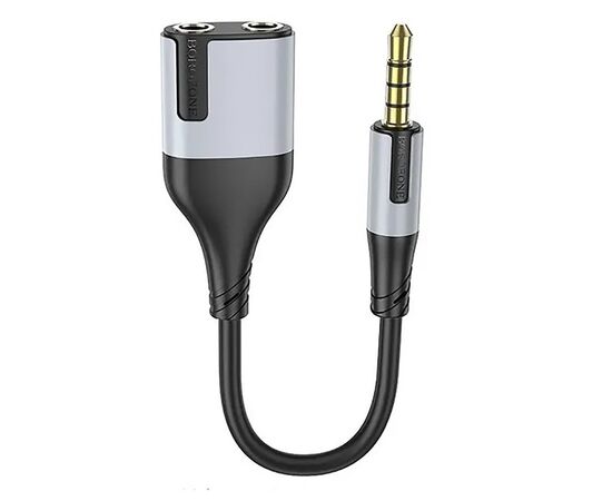  Переходник 2*Jack 3,5 (м) - Jack 3,5 (п) Borofone BL19 Creator 10см (black) (225501) 