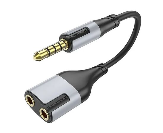  Переходник 2*Jack 3,5 (м) - Jack 3,5 (п) Borofone BL19 Creator 10см (black) (225501) 
