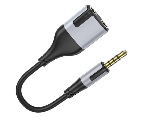  Переходник 2*Jack 3,5 (м) - Jack 3,5 (п) Borofone BL19 Creator 10см (black) (225501) 