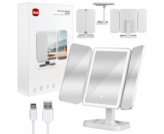  Настольное зеркало для макияжа с подсветкой ML-04 ISA (White) 