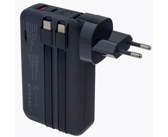  Распродажа! Повербанк Perfeo PLUG 10000 mAh/LED дисплей/Вход 230V/PD+QC 3.0/Выход: 5A, max 22.5W/ Черный, (Арт. PF_E1604) 