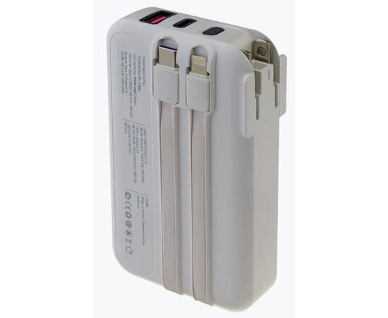  Распродажа! Повербанк Perfeo PLUG 10000 mAh/LED дисплей/Вход 230V/PD+QC 3.0/Выход: 5A, max 22.5W/ Белый, (Арт. PF_E1632) 