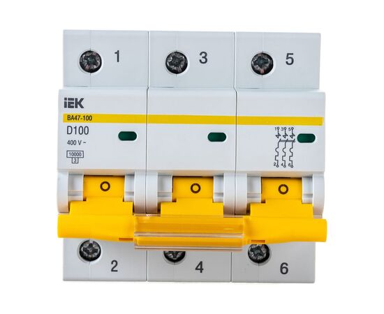  Выключатель автоматический IEK ВА47-100 (MVA40-3-100-D) 3Р100А 10кА х-ка D 