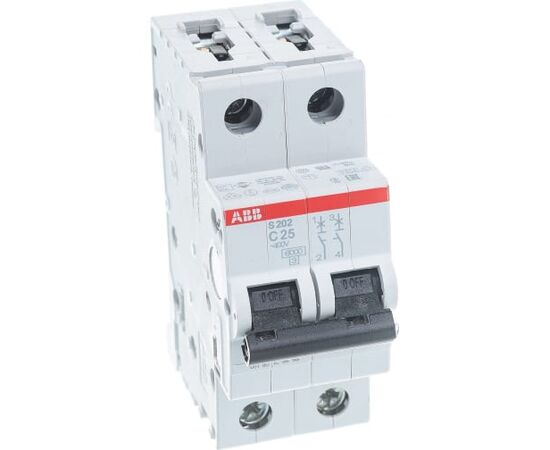  Выключатель автоматический модульный ABB S202 2CDS252001R0254 2п C 25А 6кА 