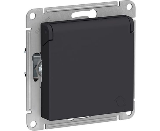  Розетка Schneider Electric AtlasDesign ATN001046 с заземл., механизм, Карбон 