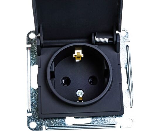  Розетка Schneider Electric AtlasDesign ATN001046 с заземл., механизм, Карбон 